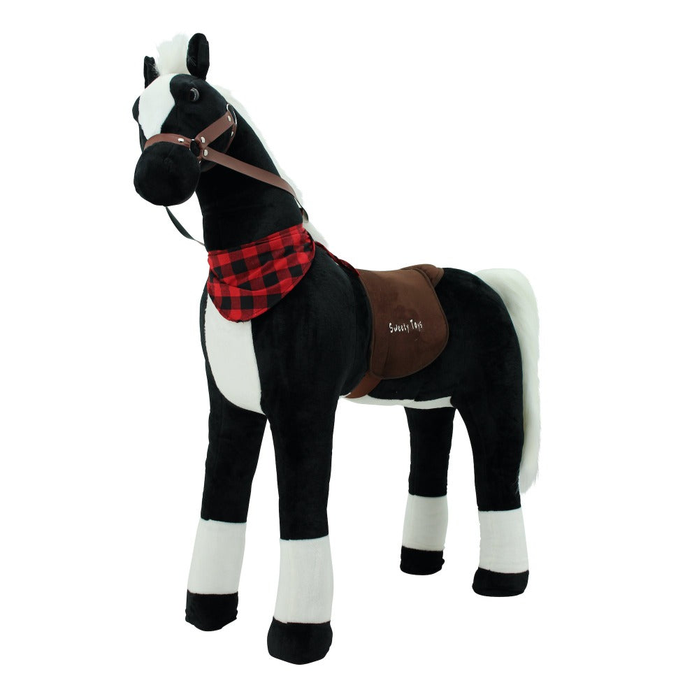 sweety toys 7646 stehpferd black beauty xxl gigant 110cm riesenpferd robustes, stabiles reitpferd mit stahlunterbau