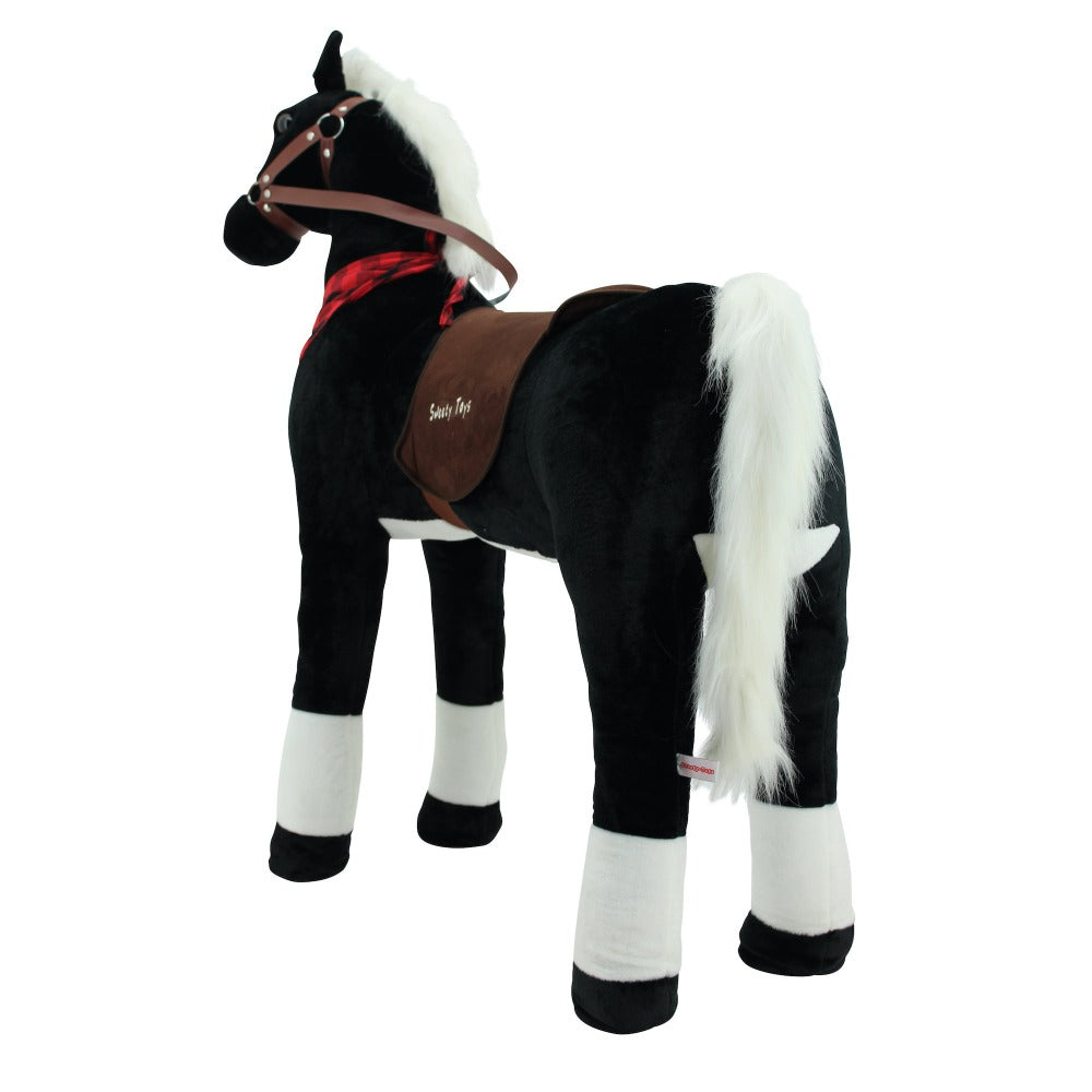 sweety toys 7646 stehpferd black beauty xxl gigant 110cm riesenpferd robustes, stabiles reitpferd mit stahlunterbau