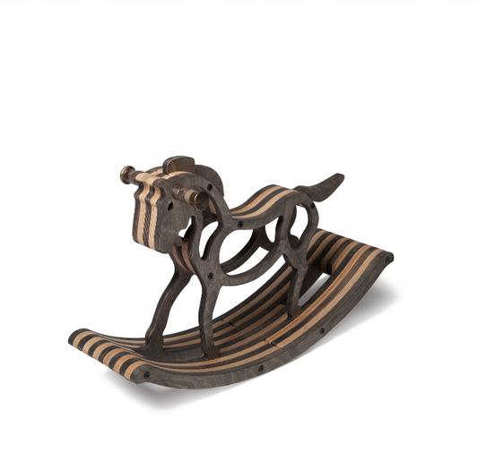 sweety toys 11131 schaukelpferd holz pferd mustang dunkelbraun- hochwertiges designer schaukelpferd