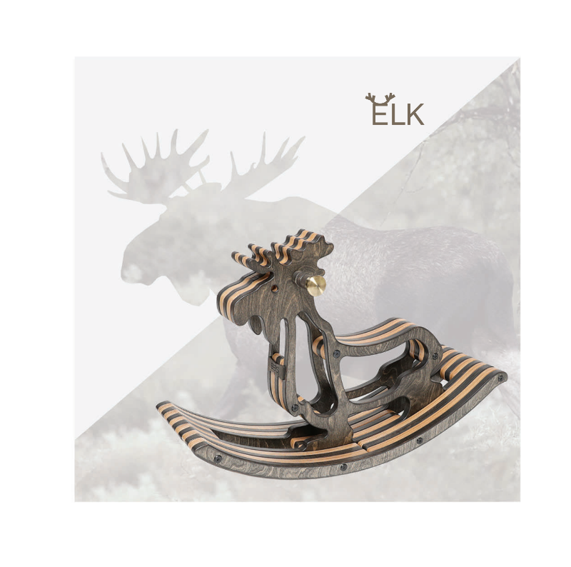 sweety toys 11179 holz schaukelpferd elch elmond dunkelbraun- hochwertiges designer schaukelpferd