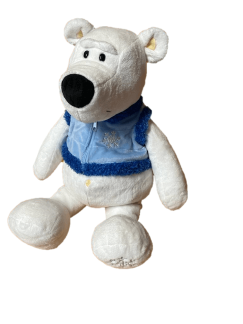 sweety toys eisbär teddybär 35 cm mit blauer oder grüner weste blau