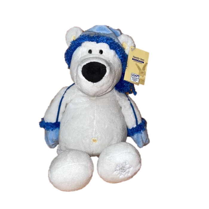 sweety toys 10219 kuscheltier eisbär teddy teddybär 35 cm mit blauer mütze und handschuhen