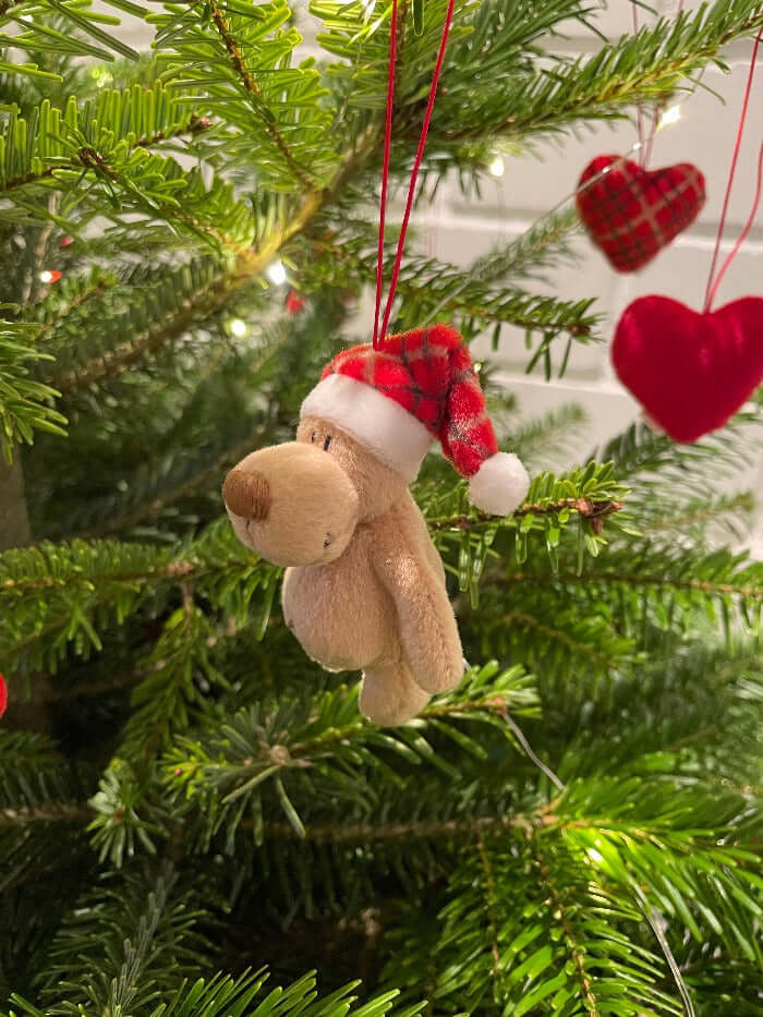 nici rudolfo beige mit roter weihnachtsmütze 4 tlg. oder 8 tlg. , weihnachtsbaumanhänger, christbaumschmuck, weihnachtsbär