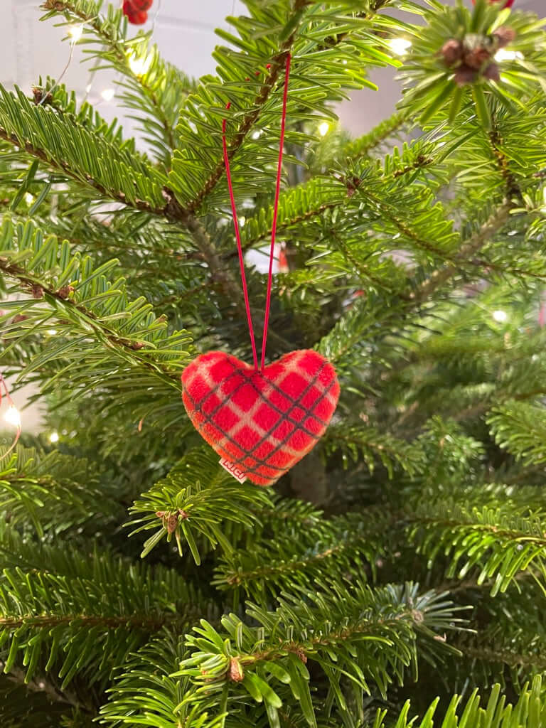 nici herzanhänger rot kariert, weihnachtsbaumanhänger in herzform 6 tlg., christbaumschmuck