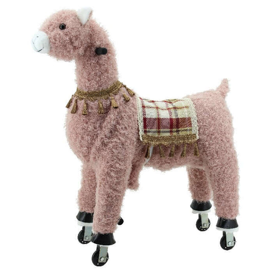 sweety toys 11391 reittier groß alpaka rosa auf rollen für 4 bis 9 jahre-riding animal