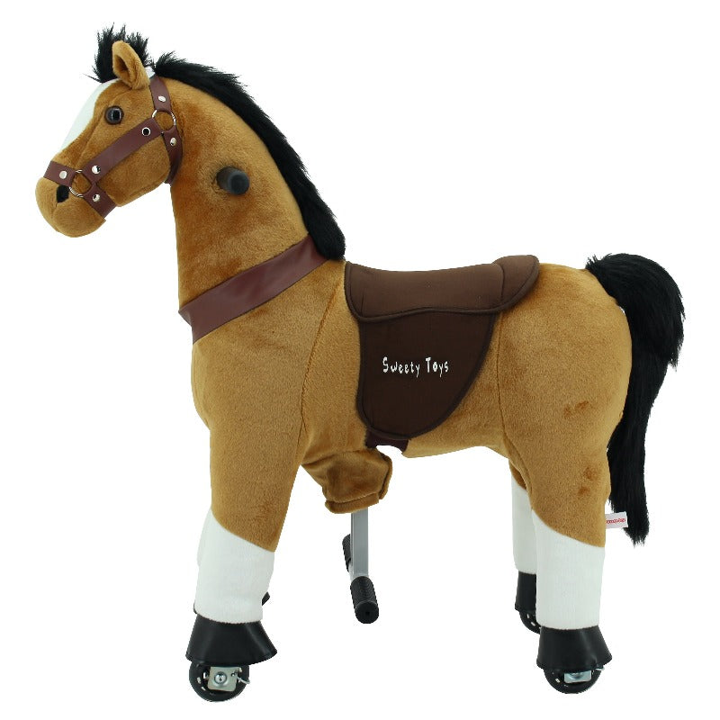 sweety toys 7356 reittier pferd brownie auf rollen für 3 bis 6 jahre -riding animal