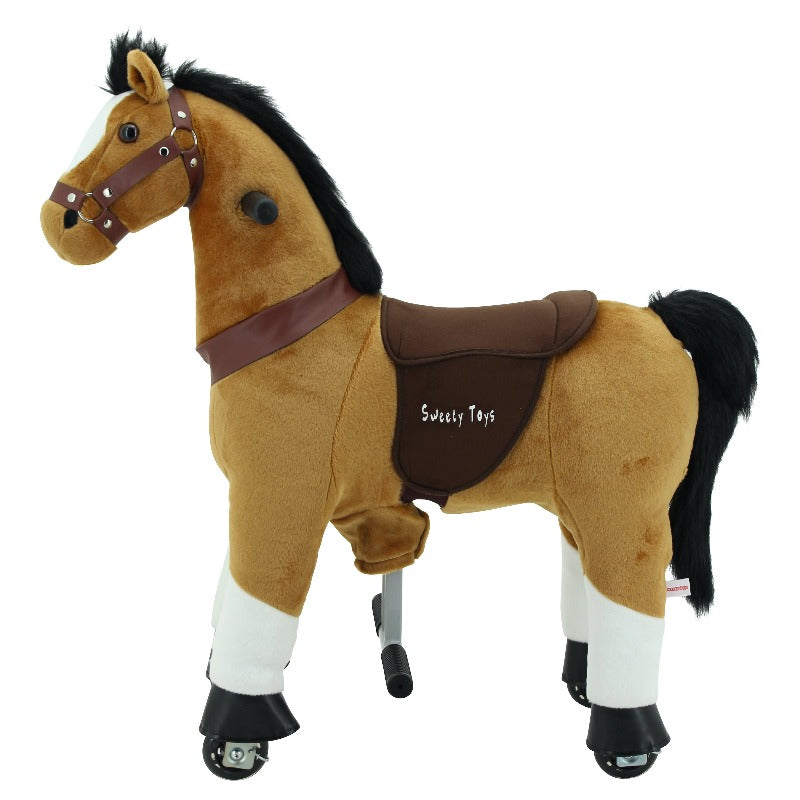 sweety toys 7356 reittier pferd brownie auf rollen für 3 bis 6 jahre -riding animal