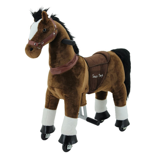 sweety toys 7271 reittier pferd chocolate auf rollen für 3 bis 6 jahre- riding animal