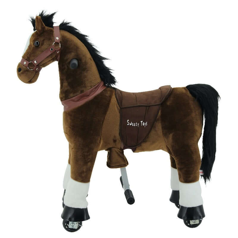 sweety toys 7271 reittier pferd chocolate auf rollen für 3 bis 6 jahre- riding animal