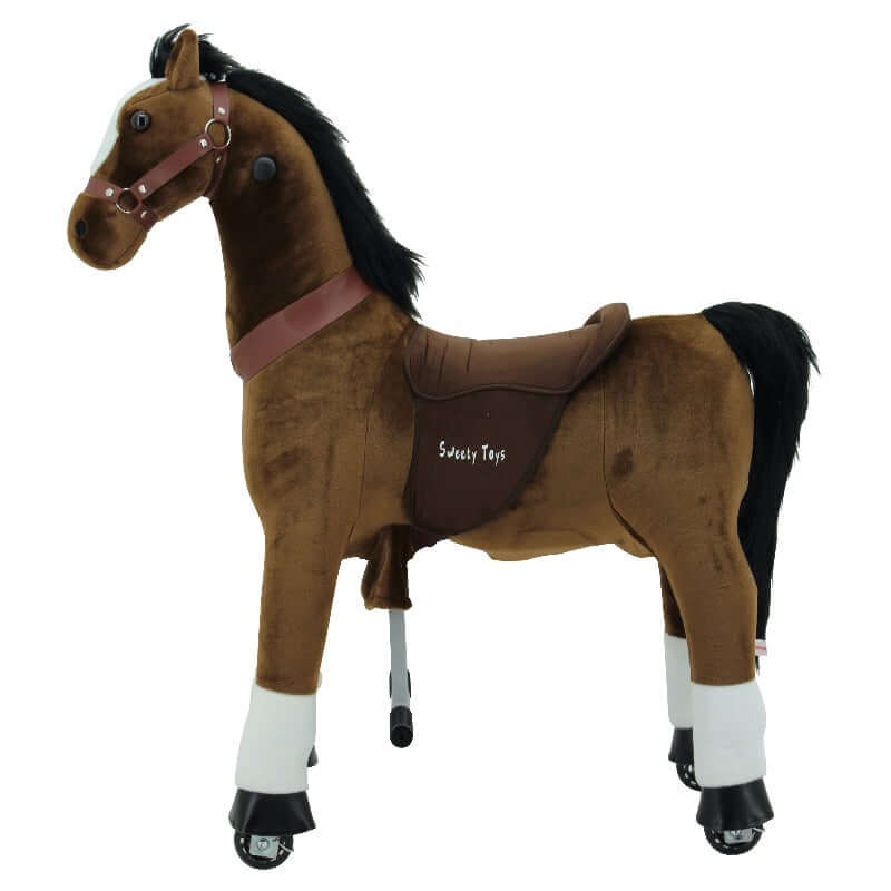 sweety toys 7301 reittier pferd chocolate auf rollen für 4 bis 9 jahre -riding animal