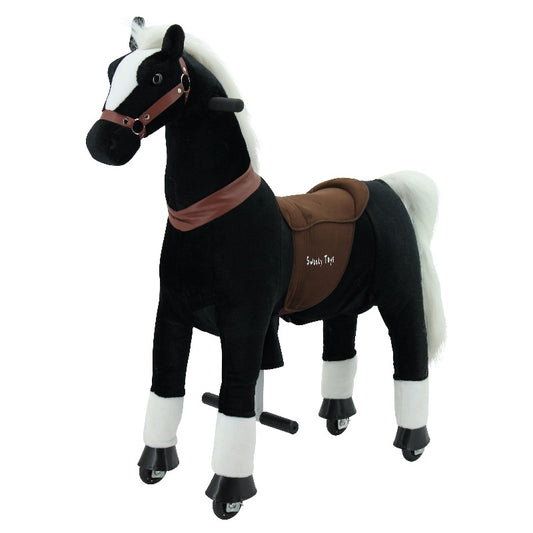 sweety toys 7325 reittier gross pferd blacky auf rollen für 4 bis 9 jahre - riding animal