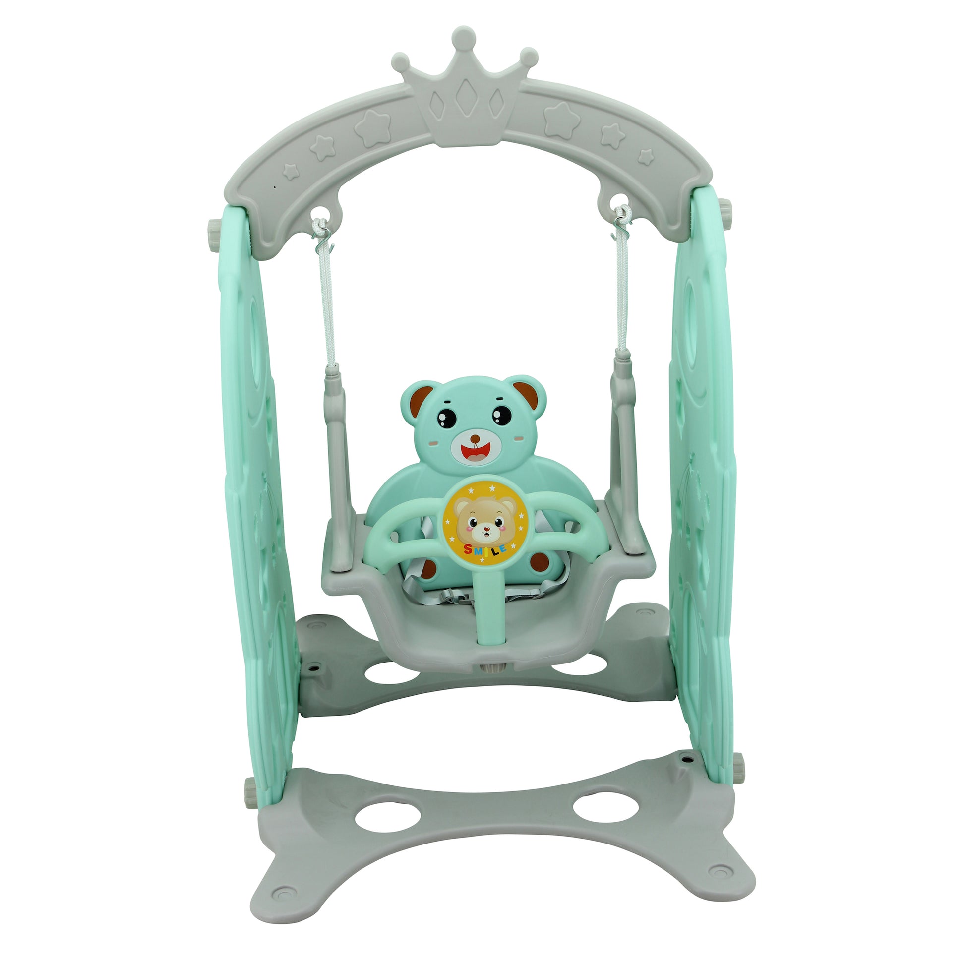 sweety toys 12824 schaukel design: rakete und bärchensitz türkis- schaukelstuhl für kleinkinder geeignet