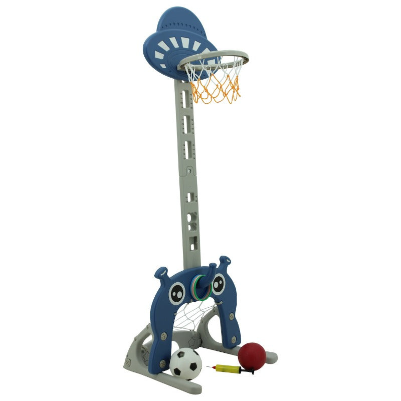 sweety toys 12749 basketballkorb blau 3 in 1 spielzeug - ringe werfen, fußballtor, basketball