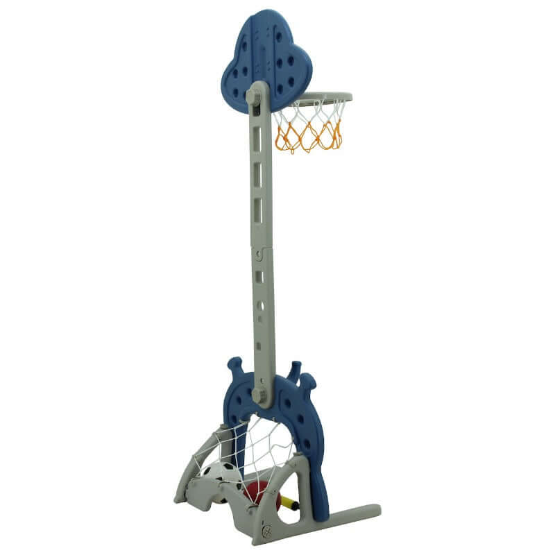 sweety toys 12749 basketballkorb blau 3 in 1 spielzeug - ringe werfen, fußballtor, basketball