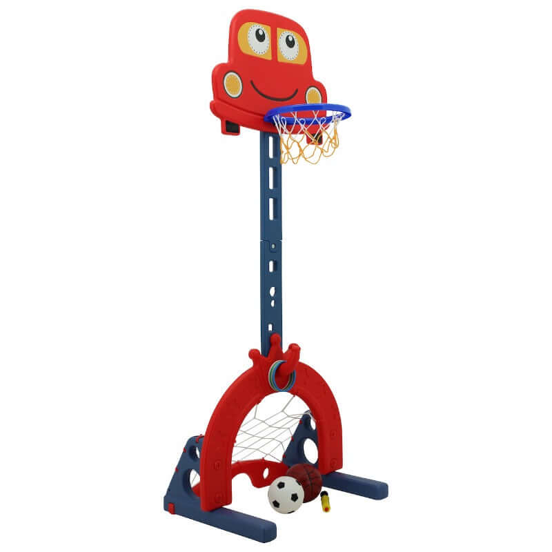 sweety toys 12756 basketballkorb rot 3 in 1 spielzeug - ringe werfen, fußballtor,  basketball