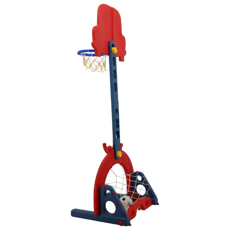 sweety toys 12756 basketballkorb rot 3 in 1 spielzeug - ringe werfen, fußballtor,  basketball