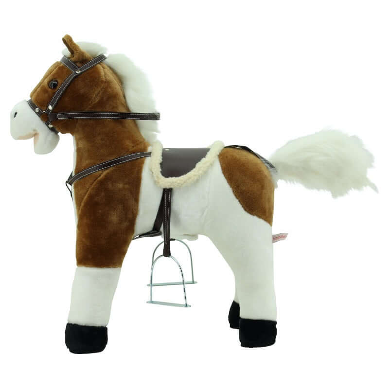 sweety toys 12657 stehpferd plüsch pferd beige weiss ” my little pony” mit soundfunktion pferde galopp und gewieher, sattel und steigbügel