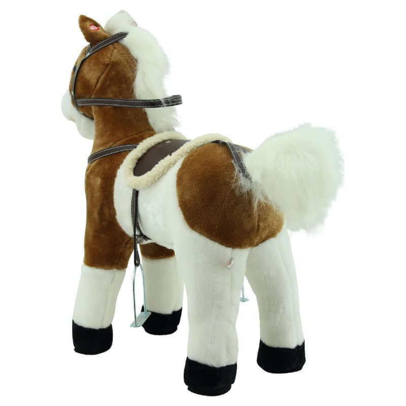 sweety toys 12657 stehpferd plüsch pferd beige weiss ” my little pony” mit soundfunktion pferde galopp und gewieher, sattel und steigbügel