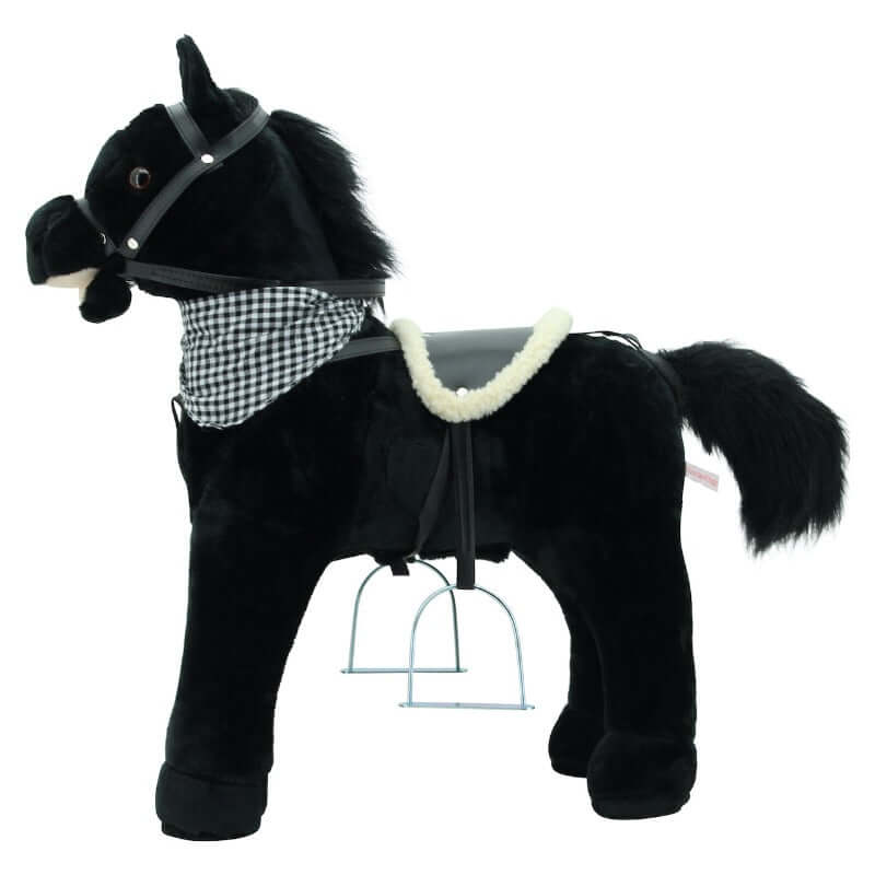 sweety toys 12664 stehpferd plüsch pferd blacky ” my little pony” mit funktion sound pferde galopp und gewieher, sattel und steigbügel