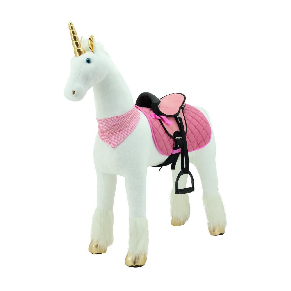 sweety toys 11100 plüsch stehpferd sicherheit stabiles robustes reitpferd xxl 130 cm mit stahlunterbau mit zusätzlichem reitsattel mit steigbügeln