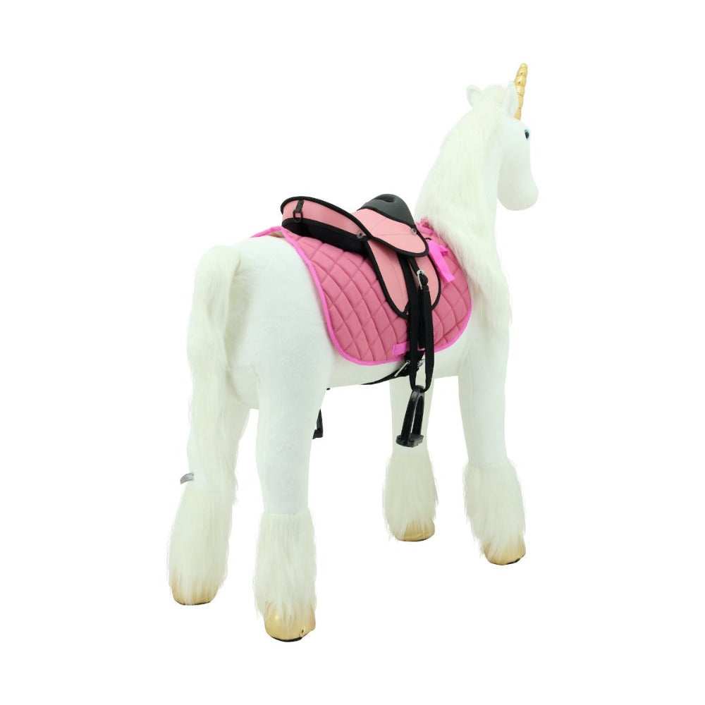 sweety toys 11100 plüsch stehpferd sicherheit stabiles robustes reitpferd xxl 130 cm mit stahlunterbau mit zusätzlichem reitsattel mit steigbügeln