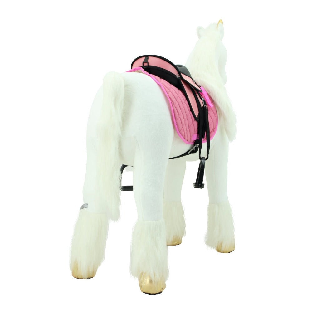 sweety toys 11100 plüsch stehpferd sicherheit stabiles robustes reitpferd xxl 130 cm mit stahlunterbau mit zusätzlichem reitsattel mit steigbügeln