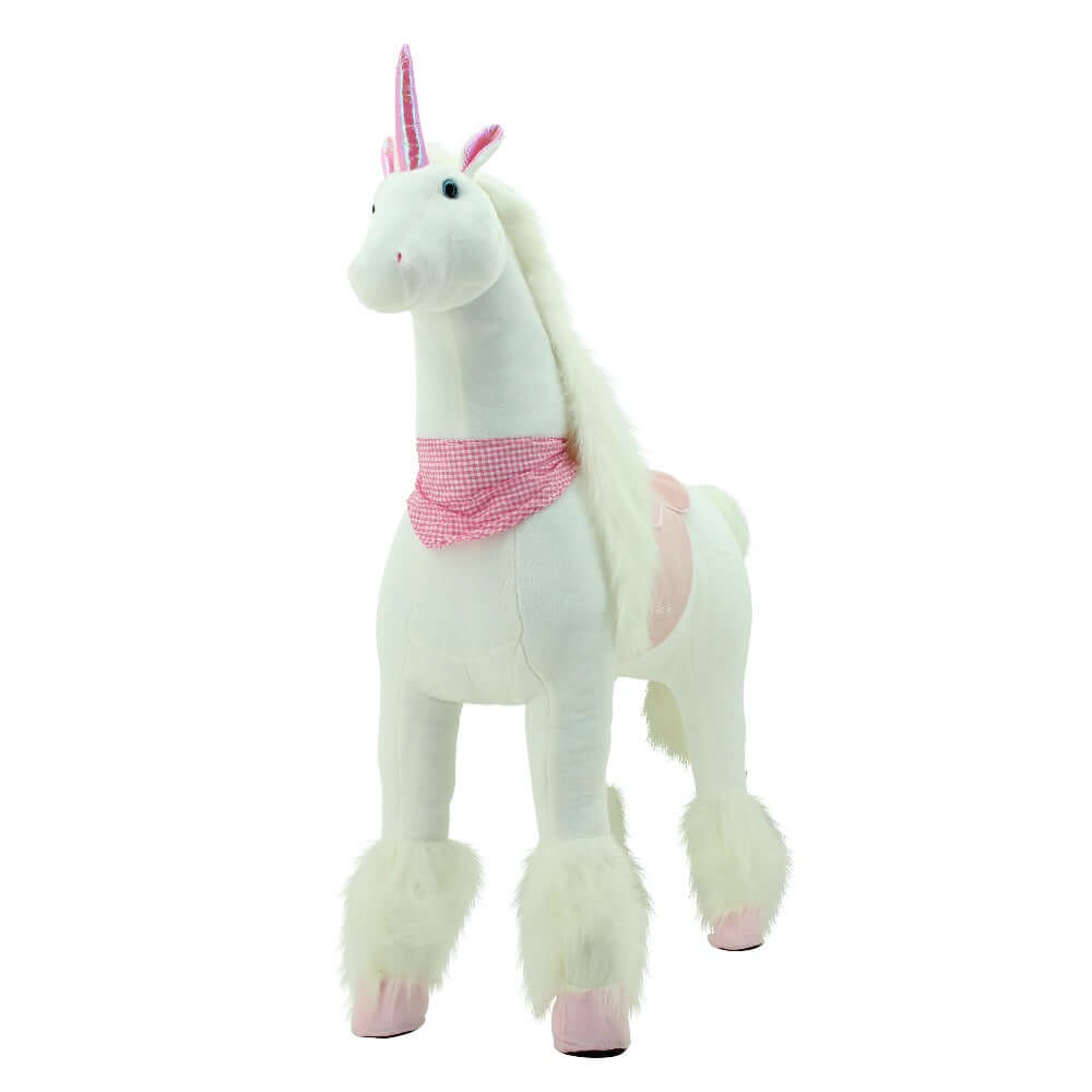 sweety toys 13432 plüsch stehpferd stabiles robustes xxl einhorn höhe 130 cm pferd reitpferd weiß mit stahlunterbau