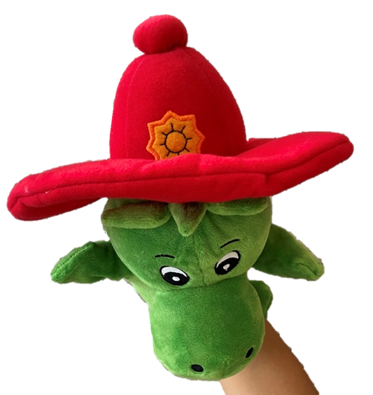 sweety toys 11377 grisu feuerwehr handpuppe drache plüsch ca. 30 cm in grün