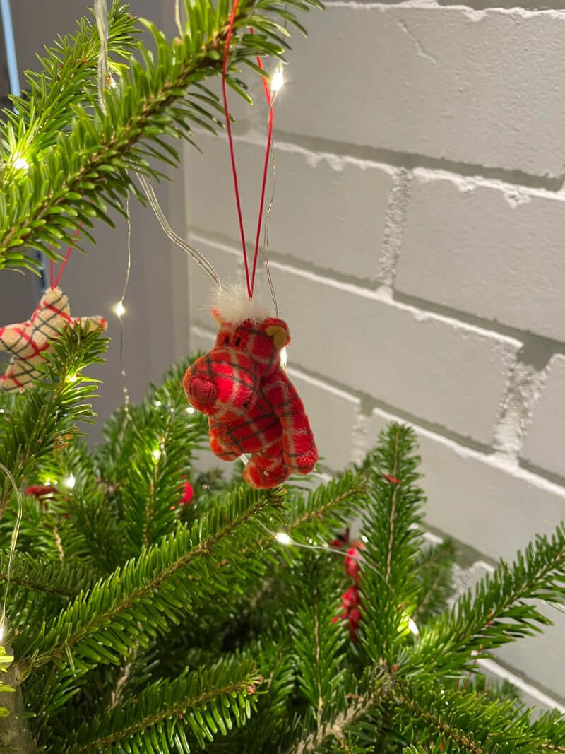 nici rudolfo weihnachtsbaumanhänger kariert in rot 4tlg oder 8 tlg, christbaumschmuck, weihnachtsbaumschmuck, weihnachten