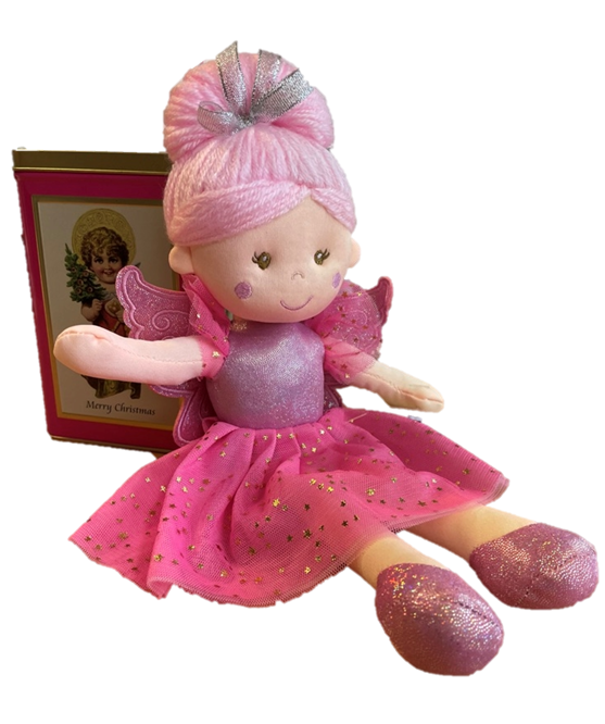 sweety toys geschenkset 13241 stoffpuppe softpuppe fee 30 cm rosa mit geschenkdose, weihnachtsgeschenkdose
