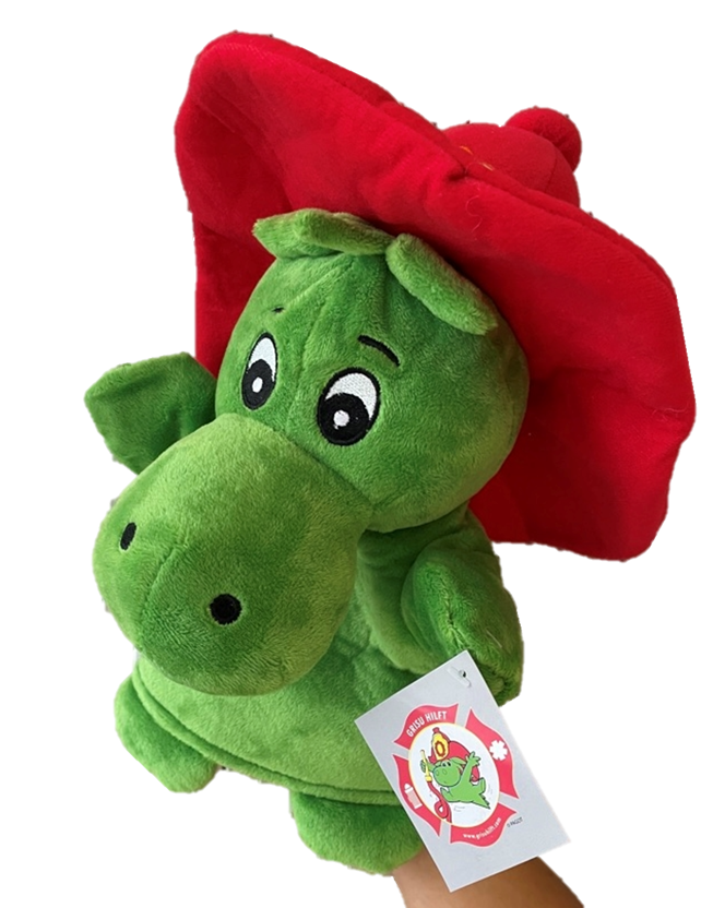 sweety toys 11377 grisu feuerwehr handpuppe drache plüsch ca. 30 cm in grün