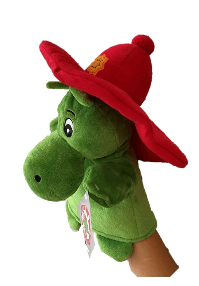 sweety toys 11377 grisu feuerwehr handpuppe drache plüsch ca. 30 cm in grün