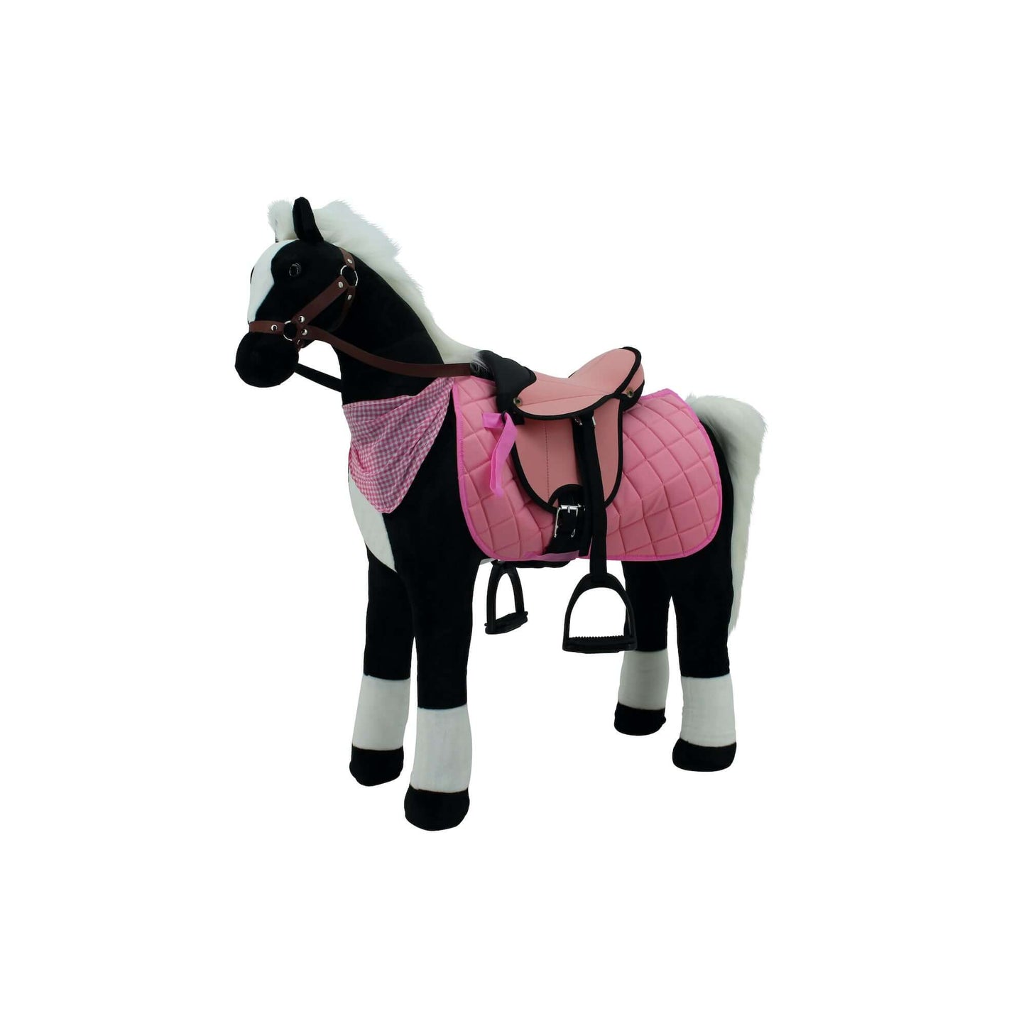 sweety toys 13647 sattel mit steigbügeln und satteldecke- geeignet für stehpferde 105cm - in schwarz oder pink