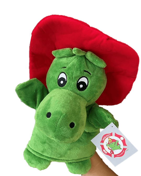 sweety toys 11377 grisu feuerwehr handpuppe drache plüsch ca. 30 cm in grün