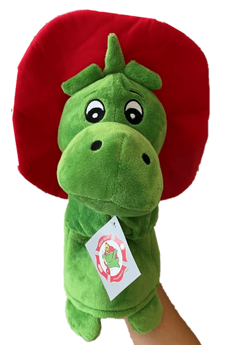 sweety toys 11377 grisu feuerwehr handpuppe drache plüsch ca. 30 cm in grün