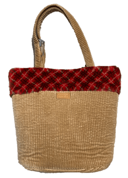 nici handtasche in rot, plüschtasche beige