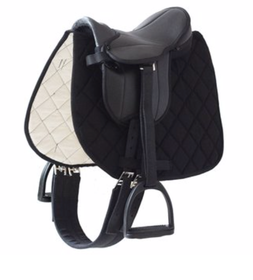sweety toys 13647 sattel mit steigbügeln und satteldecke- geeignet für stehpferde 105cm - in schwarz oder pink schwarz