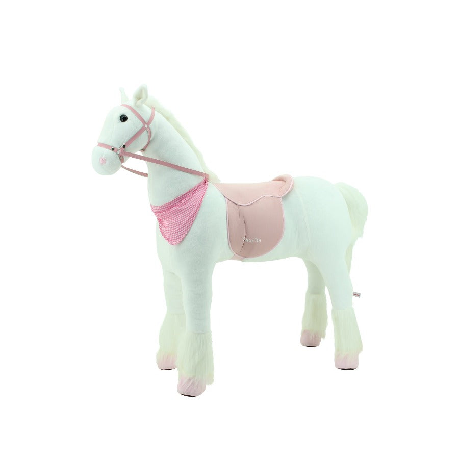 sweety toys 13876 plüsch stehpferd stabiles robustes xxl pferd höhe 130 cm pferd reitpferd weiß mit stahlunterbau