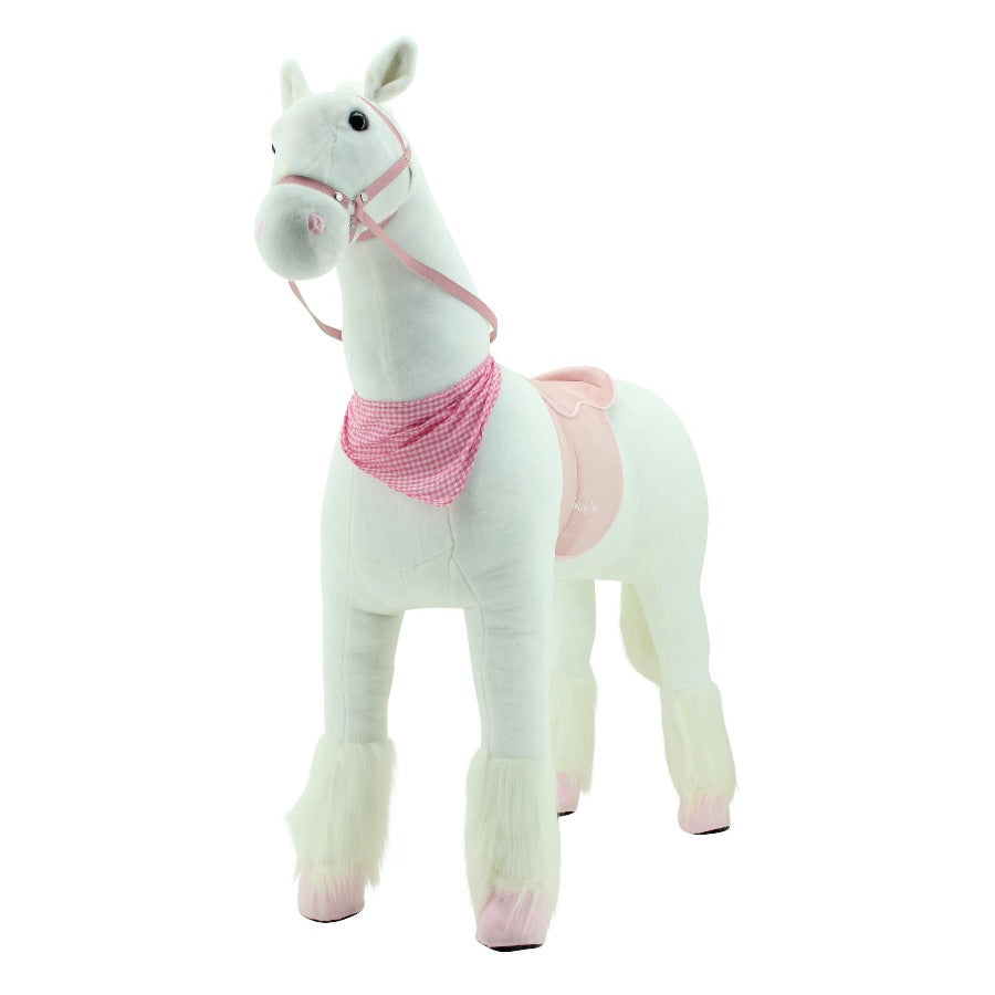sweety toys 13876 plüsch stehpferd stabiles robustes xxl pferd höhe 130 cm pferd reitpferd weiß mit stahlunterbau