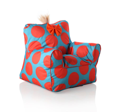 Sweety Toys 11483 armchair children's armchair turquoise with orange dots - indoor/outdoor waterproof