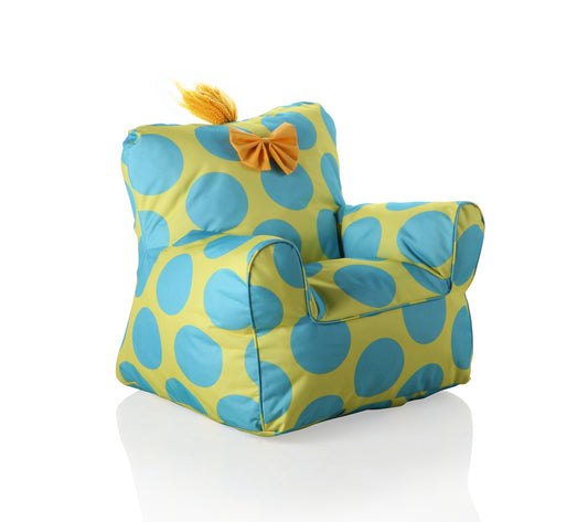 Sweety Toys 11490 armchair children's armchair yellow with turquoise dots - indoor/outdoor waterproof