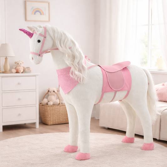 Sweety Toys 10387 Plüsch EINHORN XXL "MAGICAL UNICORN" ca.105cm Kopfhöhe bis 80 kg belastbar Plüsch-Stehpferd