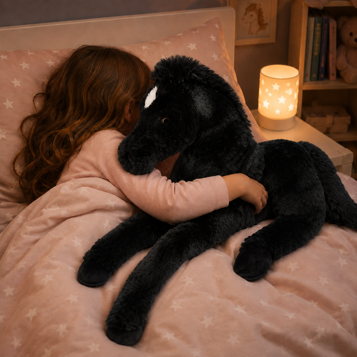 Sweety Toys 10967 Foal Plush Toy Horse Lying Blacky 90 cm