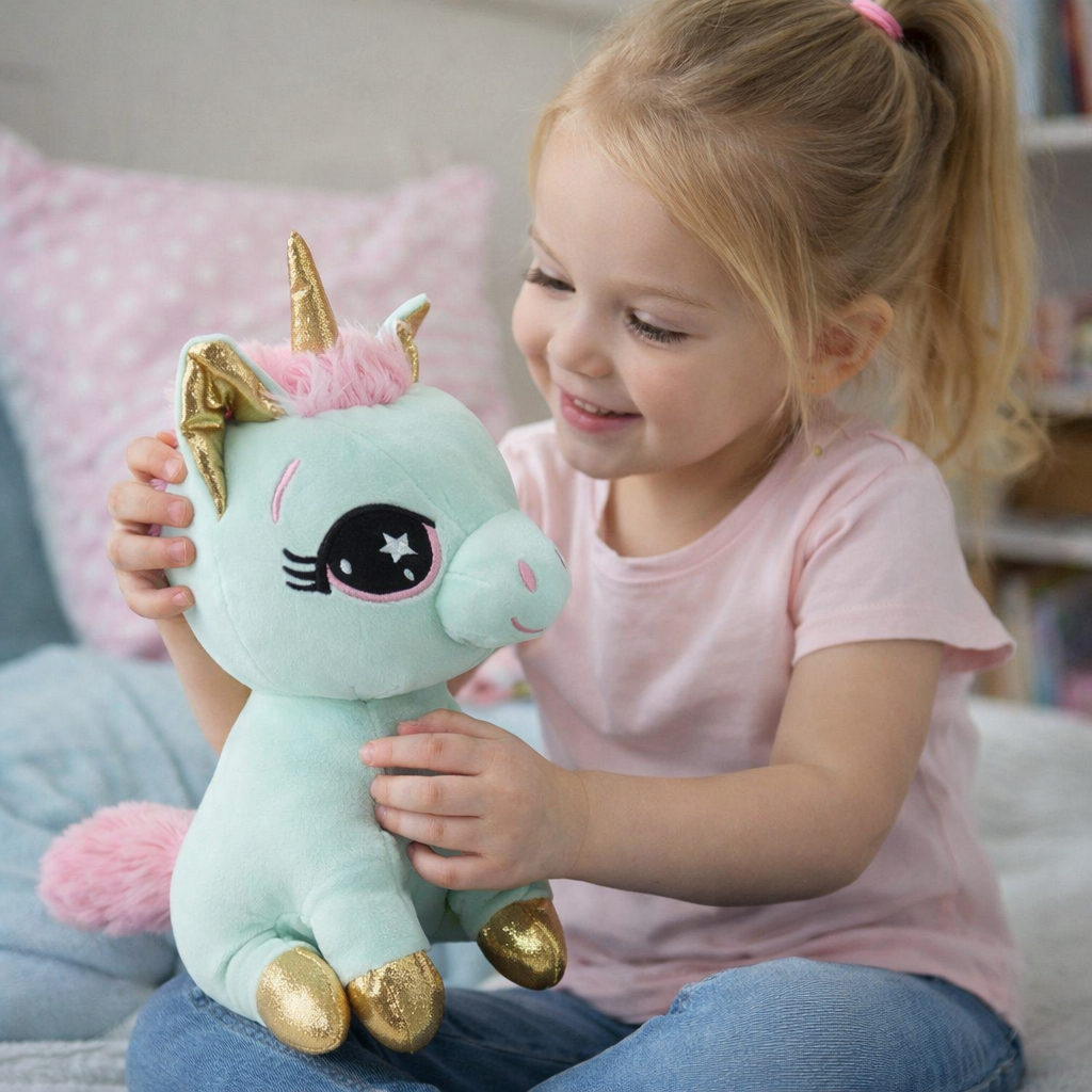 Sweety Toys 11735 peluche licorne 25 cm assise turquoise-menthe