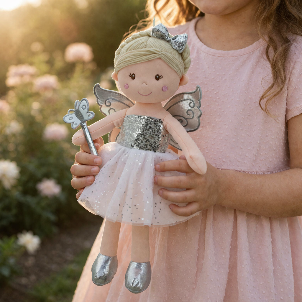 Sweety Toys 11759 Stoffpuppe Fee Plüschtier Puppe Prinzessin 30 cm Silber