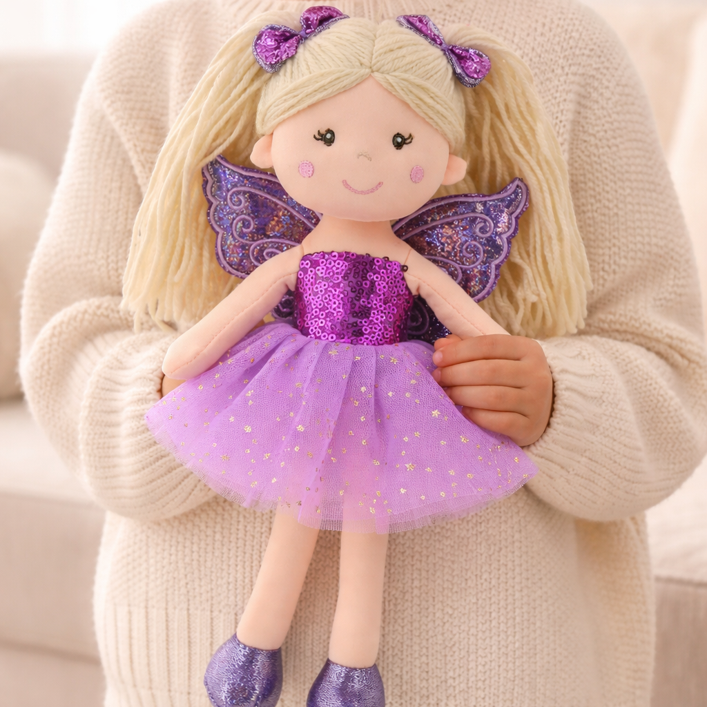 Sweety Toys 11766 bambola di stoffa fata morbida bambola peluche principessa 30 cm viola