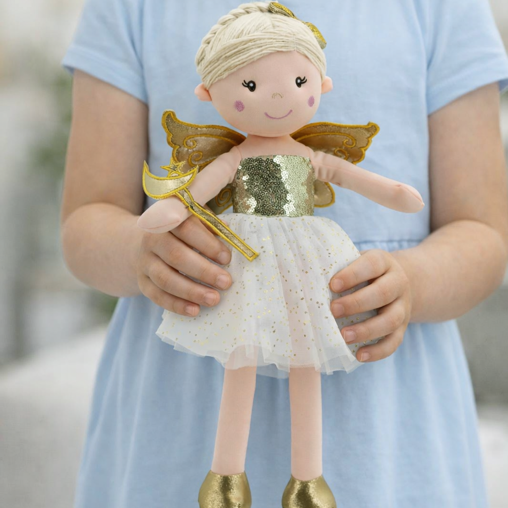 Sweety Toys 11780 Bambola di Stoffa Fata Peluche Principessa 45 cm Oro