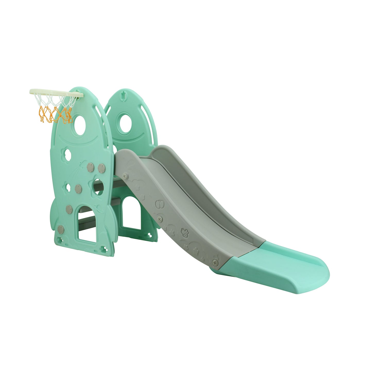 
Sweety Toys 12787 Scivolo autoportante Rocket Design Turchese Prodotto 2 in 1 Gioco di pallacanestro