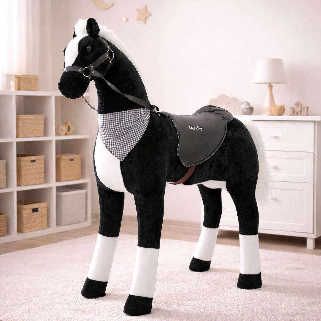 schwarzes Spielreitpferd
