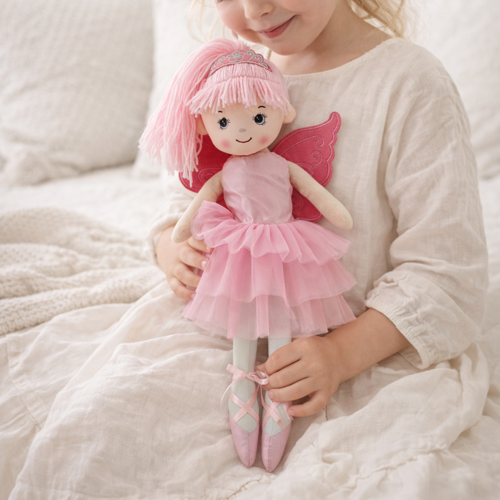 Sweety Toys 13289 bambola di pezza morbida bambola ballerina fata peluche principessa 50 cm rosa con corona